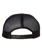 Rear View of Heather Grey/ Black Wool Blend Flat Bill Trucker Cap - 511