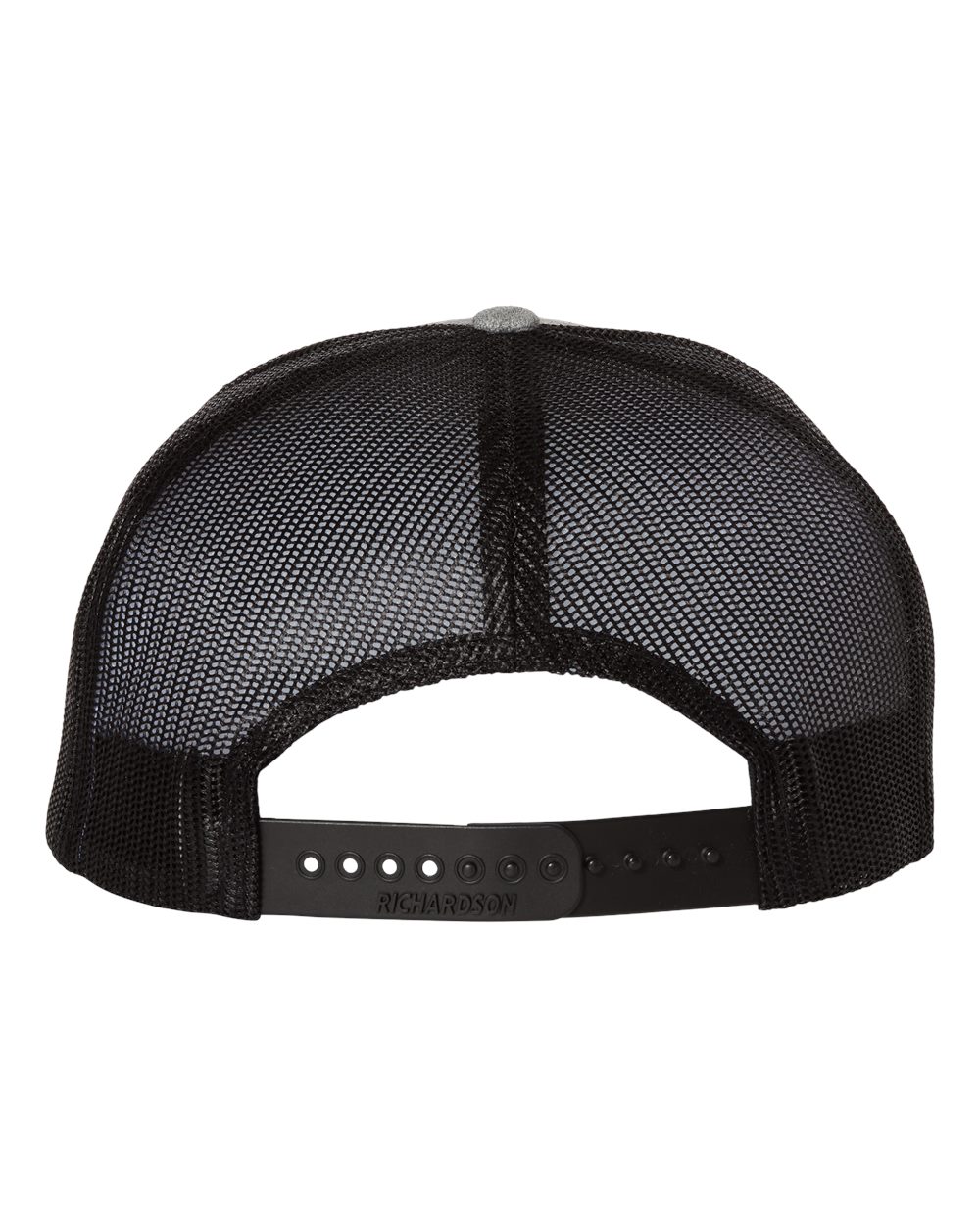 Rear View of Heather Grey/ Black Wool Blend Flat Bill Trucker Cap - 511