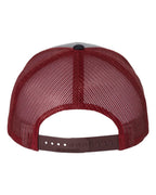Rear View of Heather Grey/ Cardinal/ Navy Snapback Trucker Cap - 112