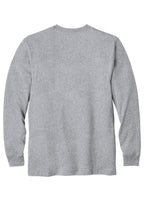 Rear View of Heather Grey Carhartt Workwear Pocket Long Sleeve T-Shirt. CTK126