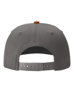 Rear View of Heather Grey/ Charcoal/ Dark Orange Twill Back Trucker Cap - 312