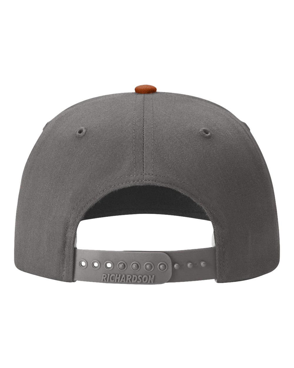 Rear View of Heather Grey/ Charcoal/ Dark Orange Twill Back Trucker Cap - 312