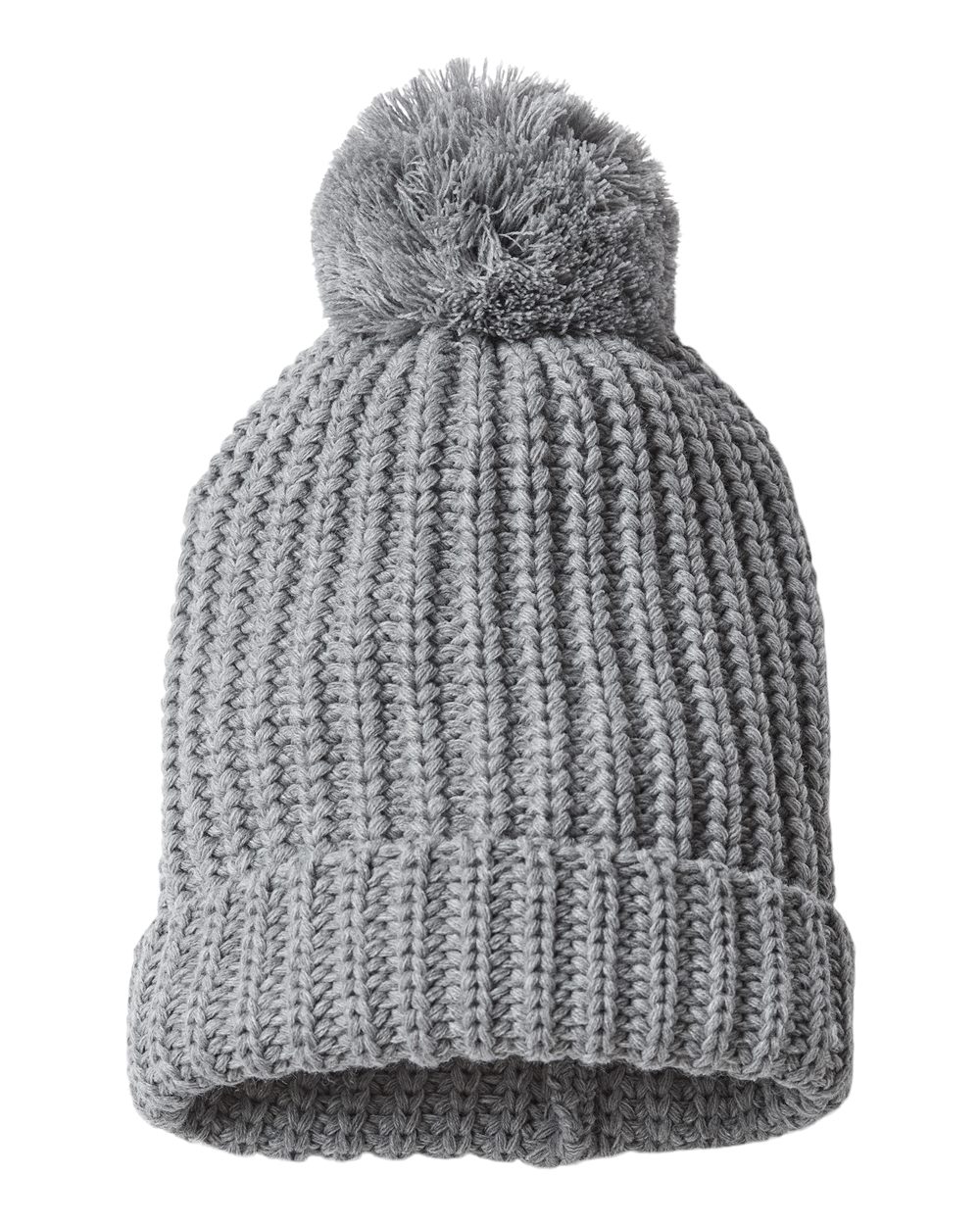 Rear View of Heather Grey Chunky Cable Beanie - 143R