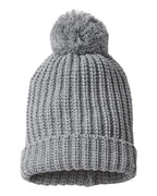 Rear View of Heather Grey Chunky Cable Beanie - 143R