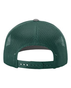 Rear View of Heather Grey/ Dark Green Snapback Trucker Cap - 112