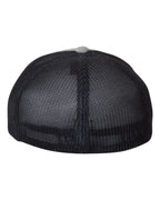 Rear View of Heather Grey/ Navy Mélange Trucker Cap - 6311