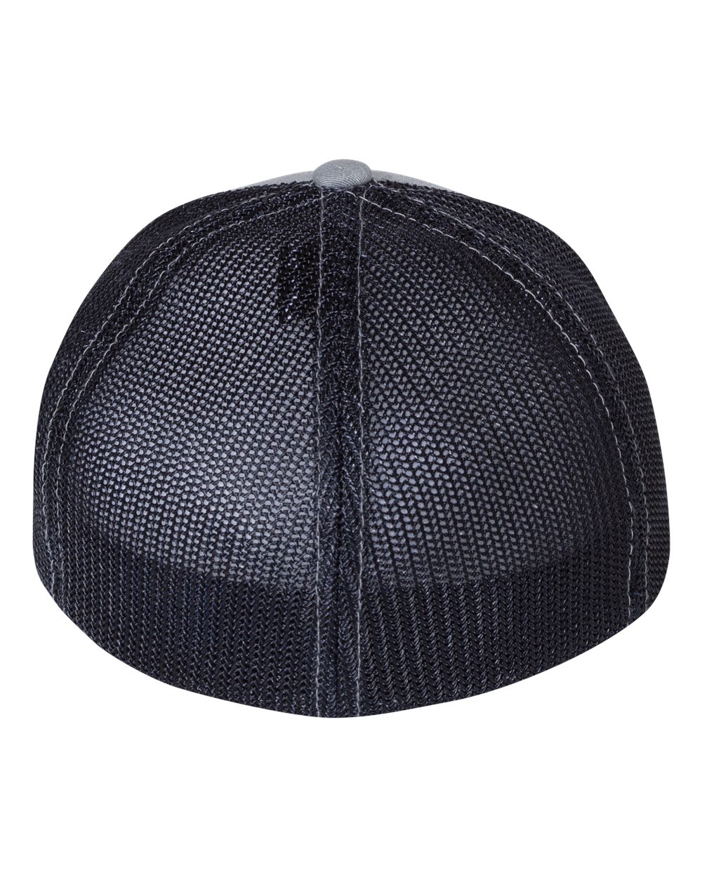 Rear View of Heather Grey/ Navy R-Flex Trucker Cap - 110