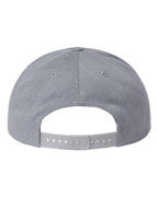 Rear View of Heather Grey Pinch Front Structured Snapback Trucker Cap - 255