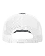 Rear View of Heather Grey/ White Five-Panel Trucker with Rope Cap - 112FPR
