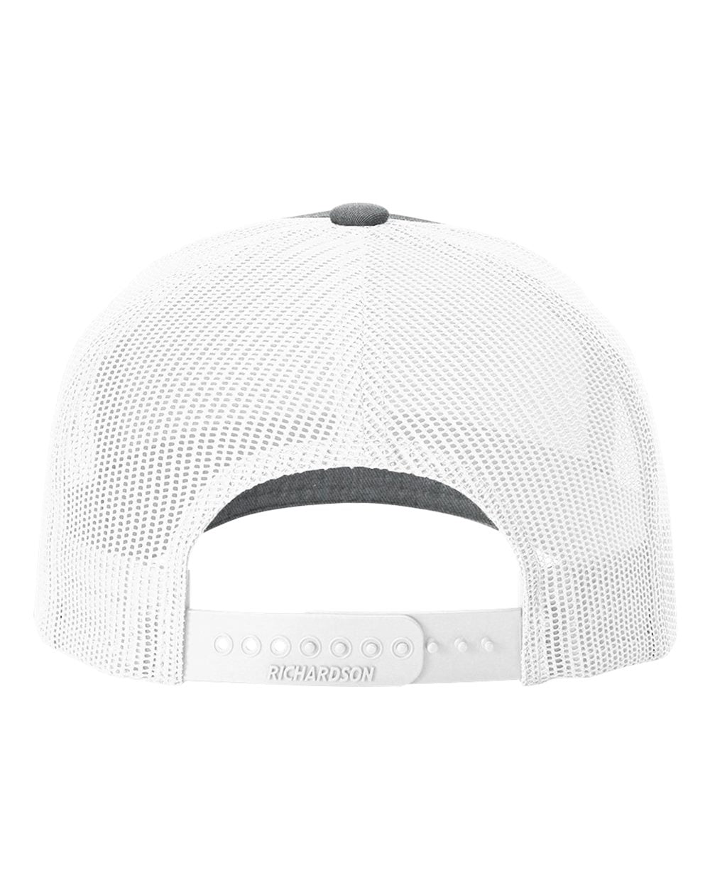 Rear View of Heather Grey/ White Five-Panel Trucker with Rope Cap - 112FPR