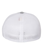 Rear View of Heather Grey/ White Mélange Trucker Cap - 6311