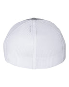 Rear View of Heather Grey/ White R-Flex Trucker Cap - 110