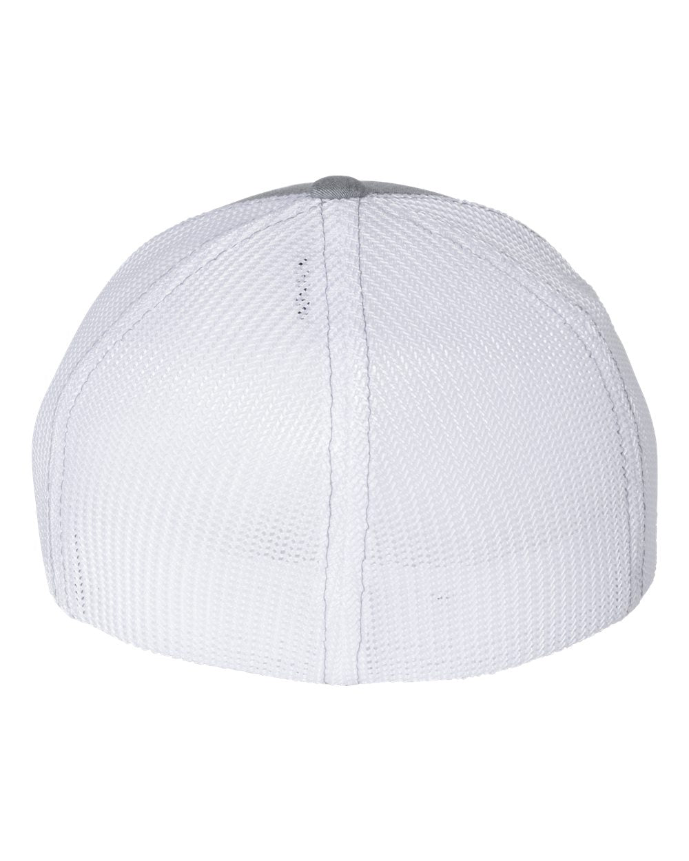 Rear View of Heather Grey/ White R-Flex Trucker Cap - 110