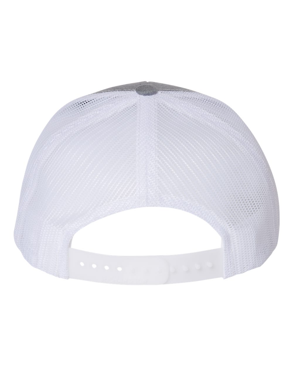 Rear View of Heather Grey/ White Youth Trucker Snapback Cap - 112Y