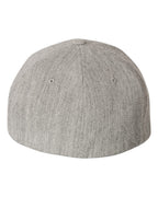 Rear View of Heather Grey Wool-Blend Cap - 6477