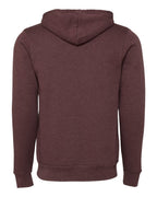 Rear View of Heather Maroon Sponge Fleece Full-Zip Hoodie - 3739
