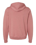 Rear View of Heather Mauve Sponge Fleece Full-Zip Hoodie - 3739