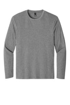 Rear View of Heather Steel District Perfect Weight Long Sleeve Tee. DT105