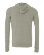Rear View of Heather Stone Sponge Fleece Full-Zip Hoodie - 3739