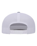 Rear View of Heather/ White Five-Panel Classic Trucker Cap - 6006