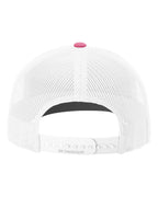 Rear View of Hot Pink/ White Snapback Trucker Cap - 112