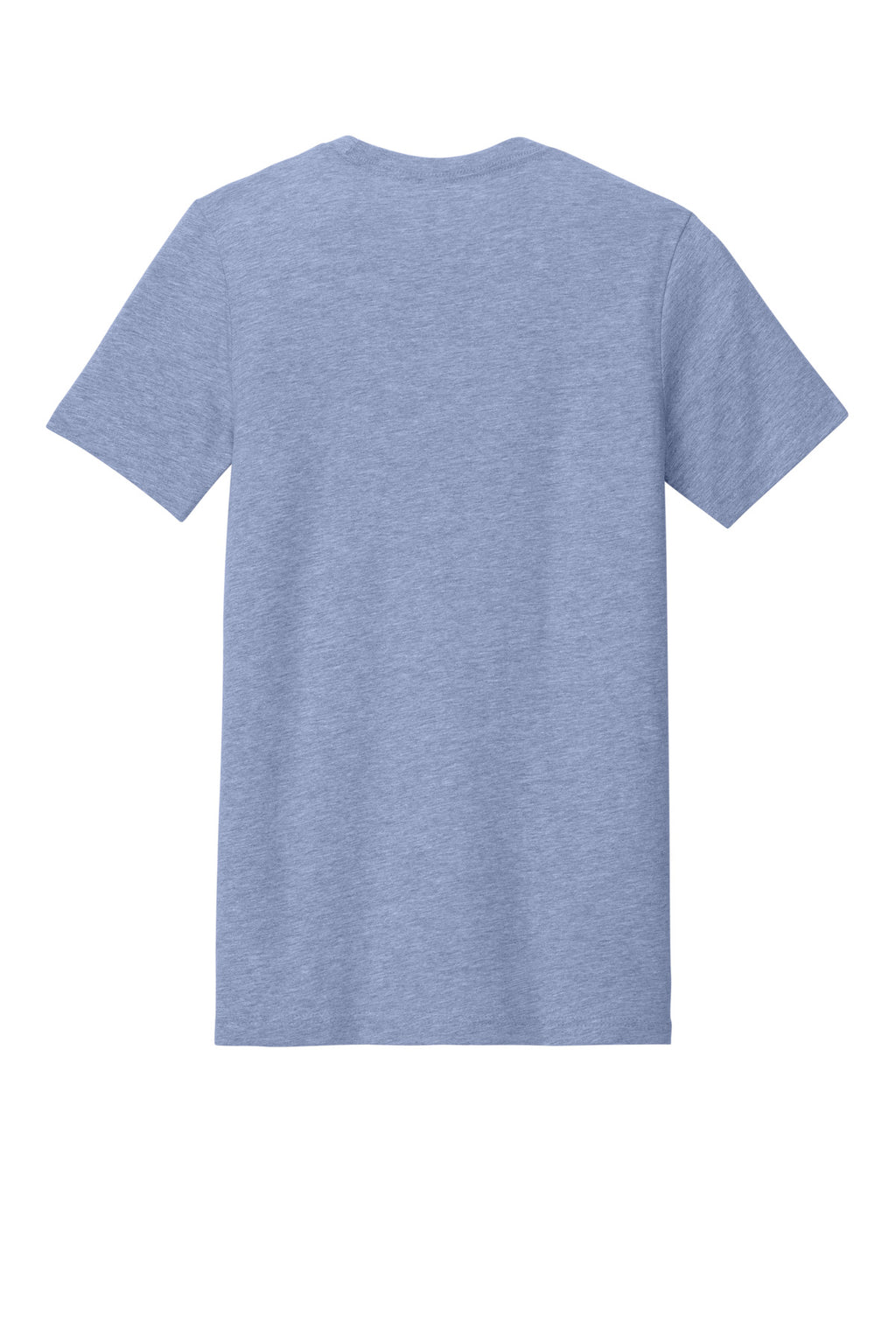 Rear View of Ht Blue BELLA+CANVAS Unisex Heather CVC Short Sleeve Tee. BC3001CVC