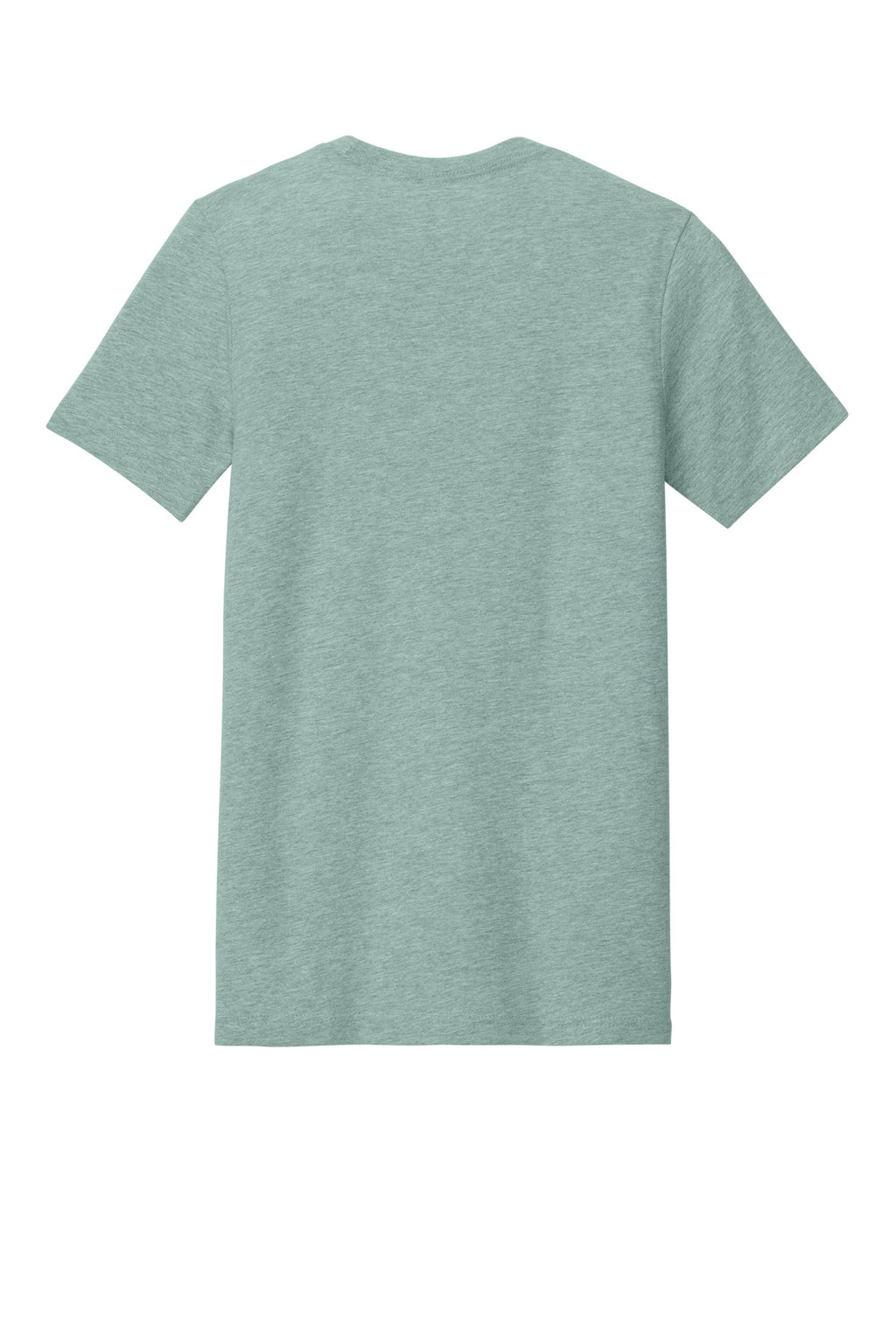Rear View of Ht Dusty Blue BELLA+CANVAS Unisex Heather CVC Short Sleeve Tee. BC3001CVC