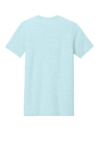Rear View of Ht Ice Blue BELLA+CANVAS Unisex Heather CVC Short Sleeve Tee. BC3001CVC
