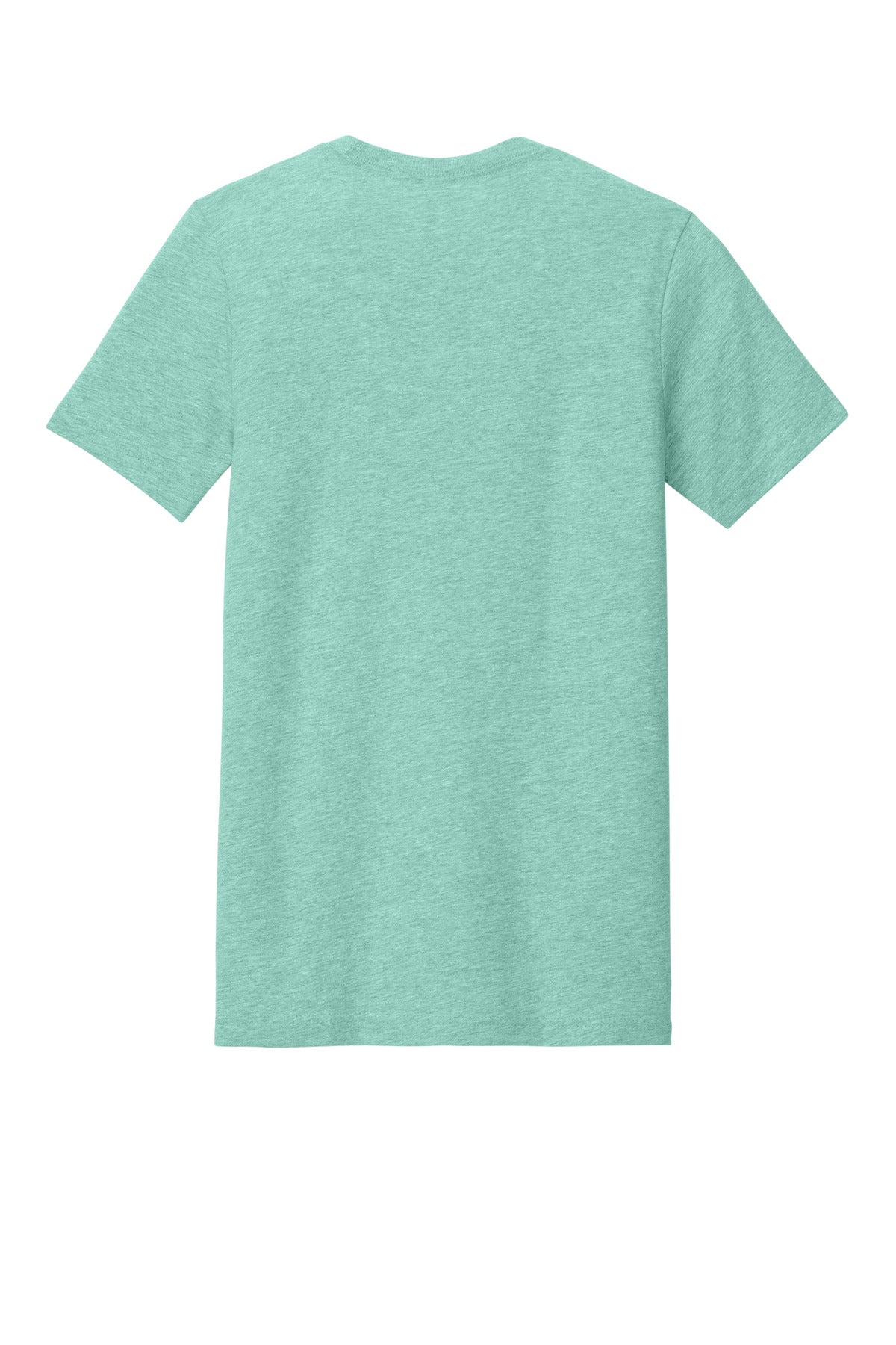 Rear View of Ht Mint BELLA+CANVAS Unisex Heather CVC Short Sleeve Tee. BC3001CVC