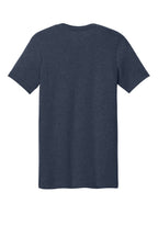 Rear View of Ht Navy BELLA+CANVAS Unisex Heather CVC Short Sleeve Tee. BC3001CVC