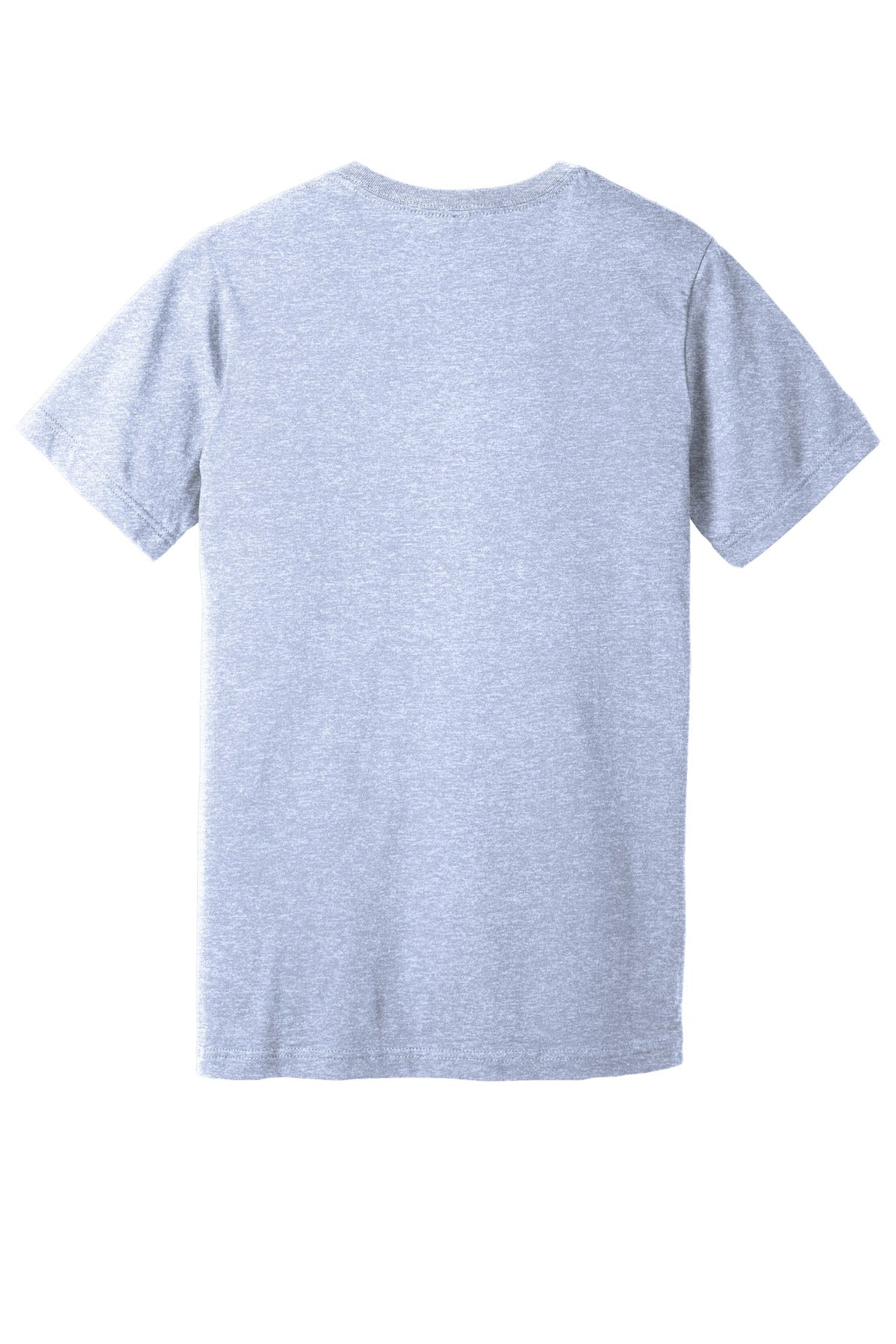 Rear View of Ht Prm Blue BELLA+CANVAS Unisex Heather CVC Short Sleeve Tee. BC3001CVC