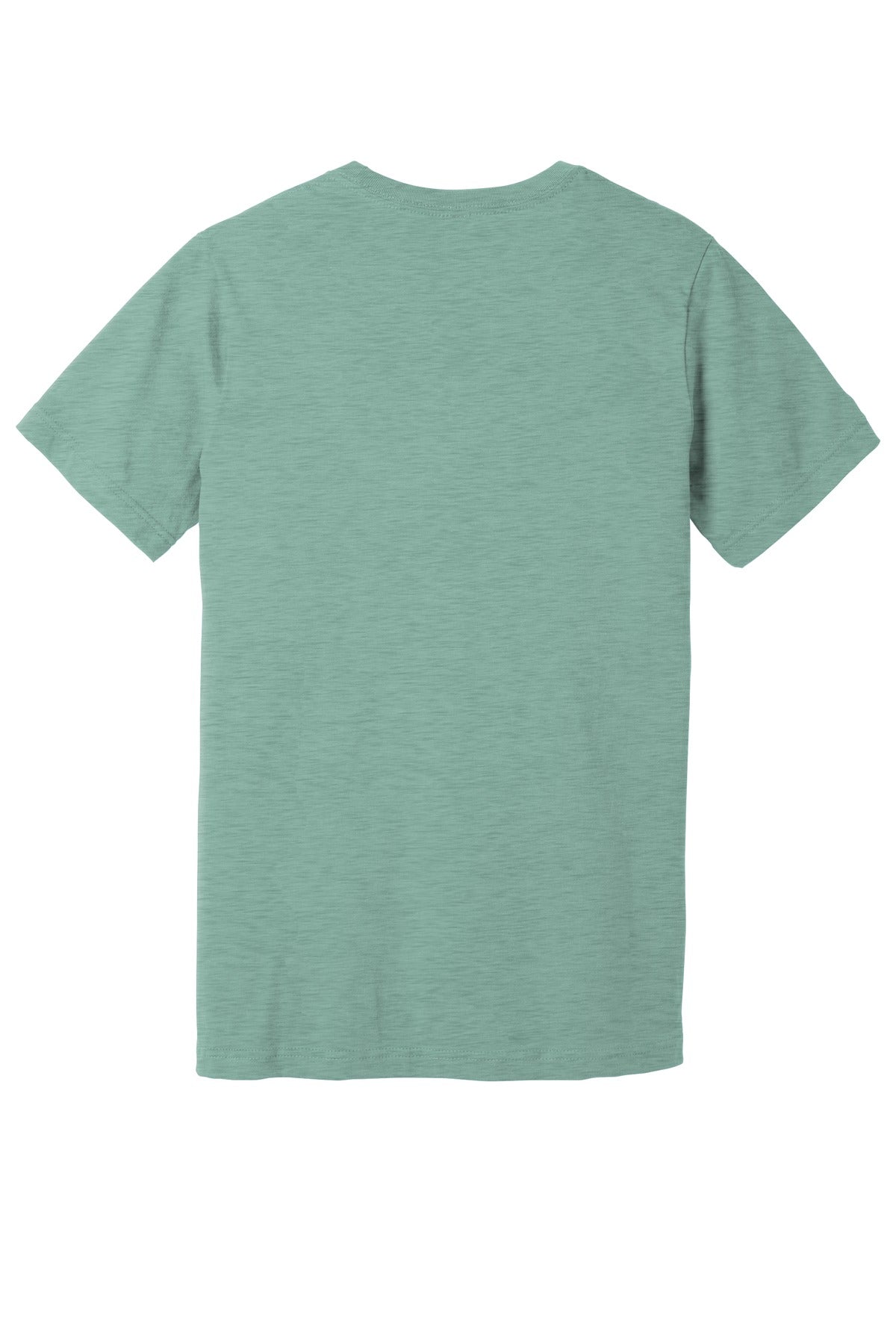 Rear View of Ht Prm Dsty Bl BELLA+CANVAS Unisex Heather CVC Short Sleeve Tee. BC3001CVC