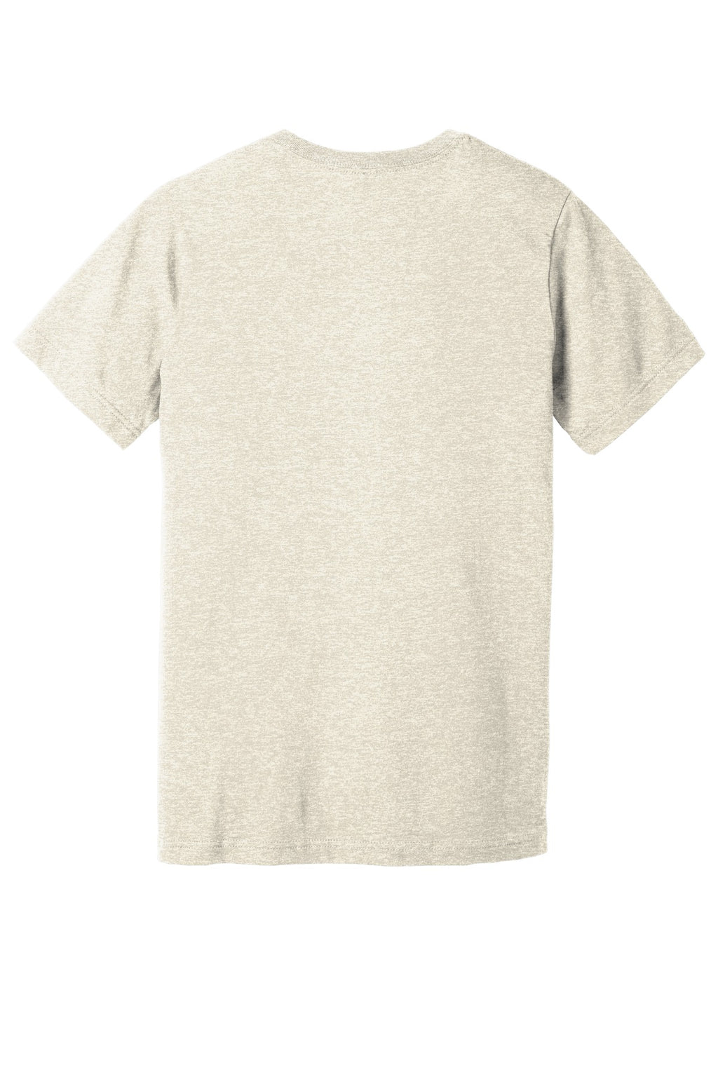 Rear View of Ht Prm Natural BELLA+CANVAS Unisex Heather CVC Short Sleeve Tee. BC3001CVC