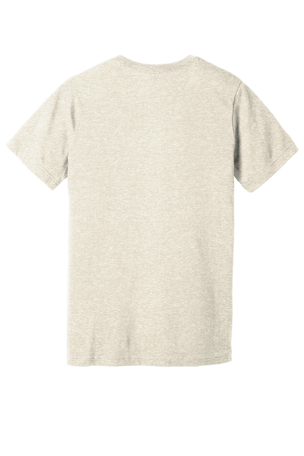 Rear View of Ht Prm Natural BELLA+CANVAS Unisex Heather CVC Short Sleeve Tee. BC3001CVC