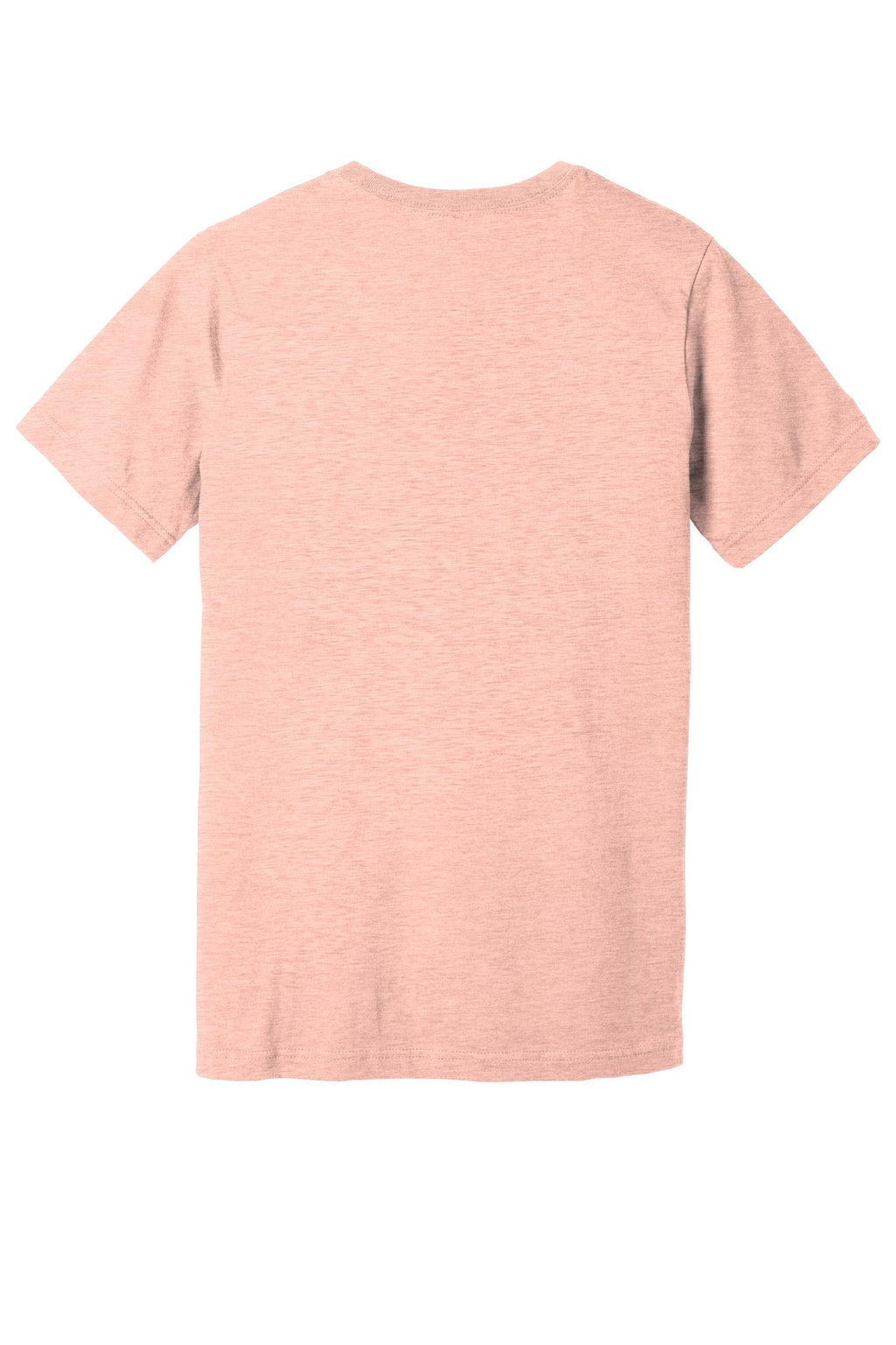 Rear View of Ht Prm Peach BELLA+CANVAS Unisex Heather CVC Short Sleeve Tee. BC3001CVC