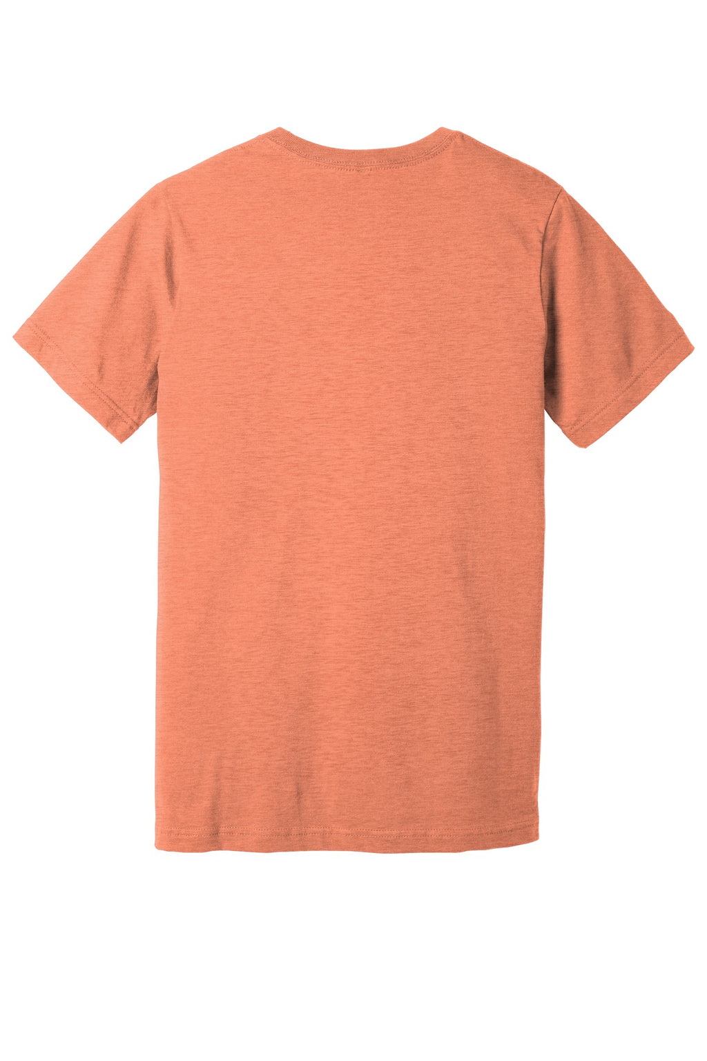 Rear View of Ht Prm Sunset BELLA+CANVAS Unisex Heather CVC Short Sleeve Tee. BC3001CVC