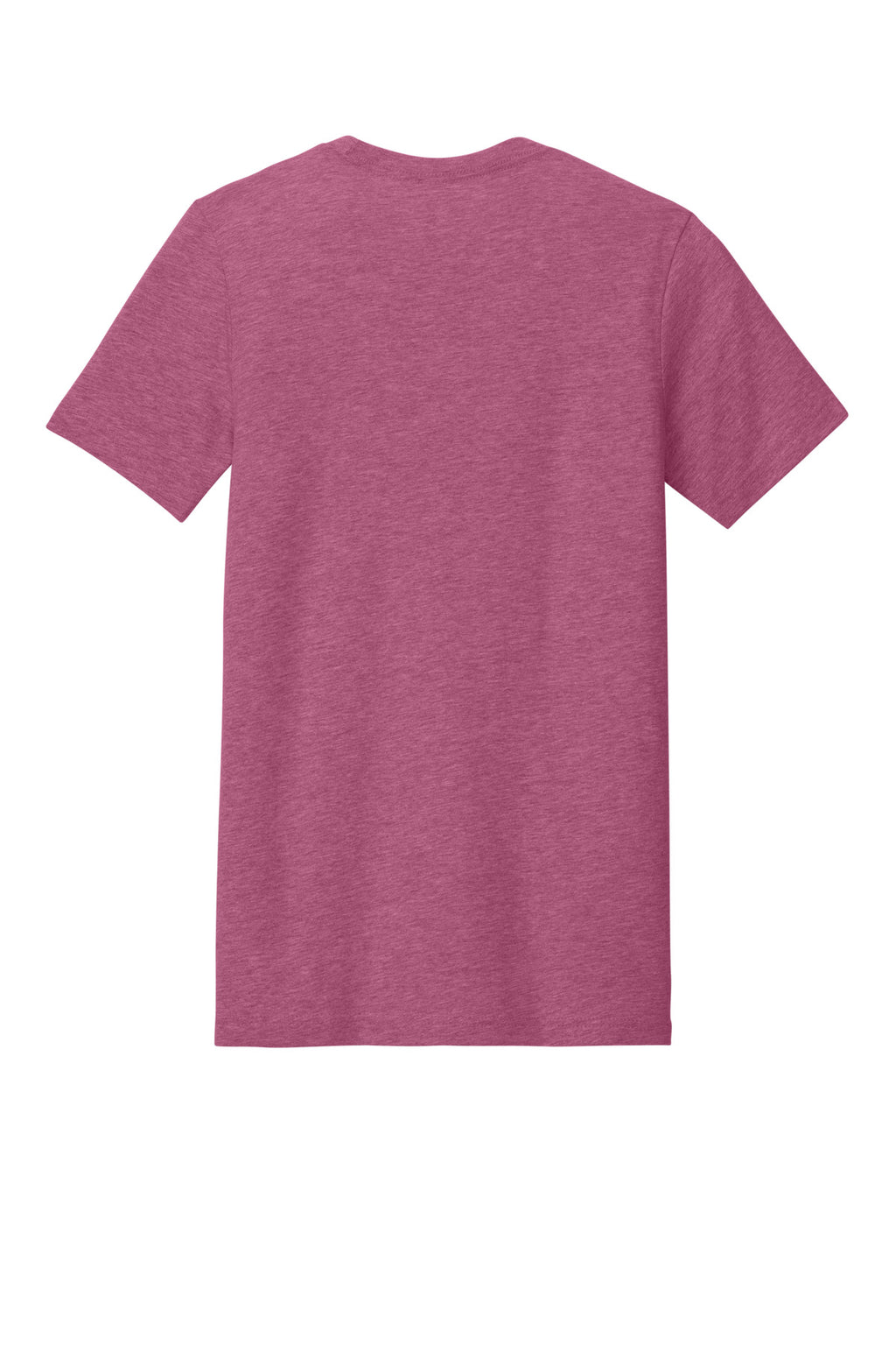 Rear View of Ht Raspberry BELLA+CANVAS Unisex Heather CVC Short Sleeve Tee. BC3001CVC