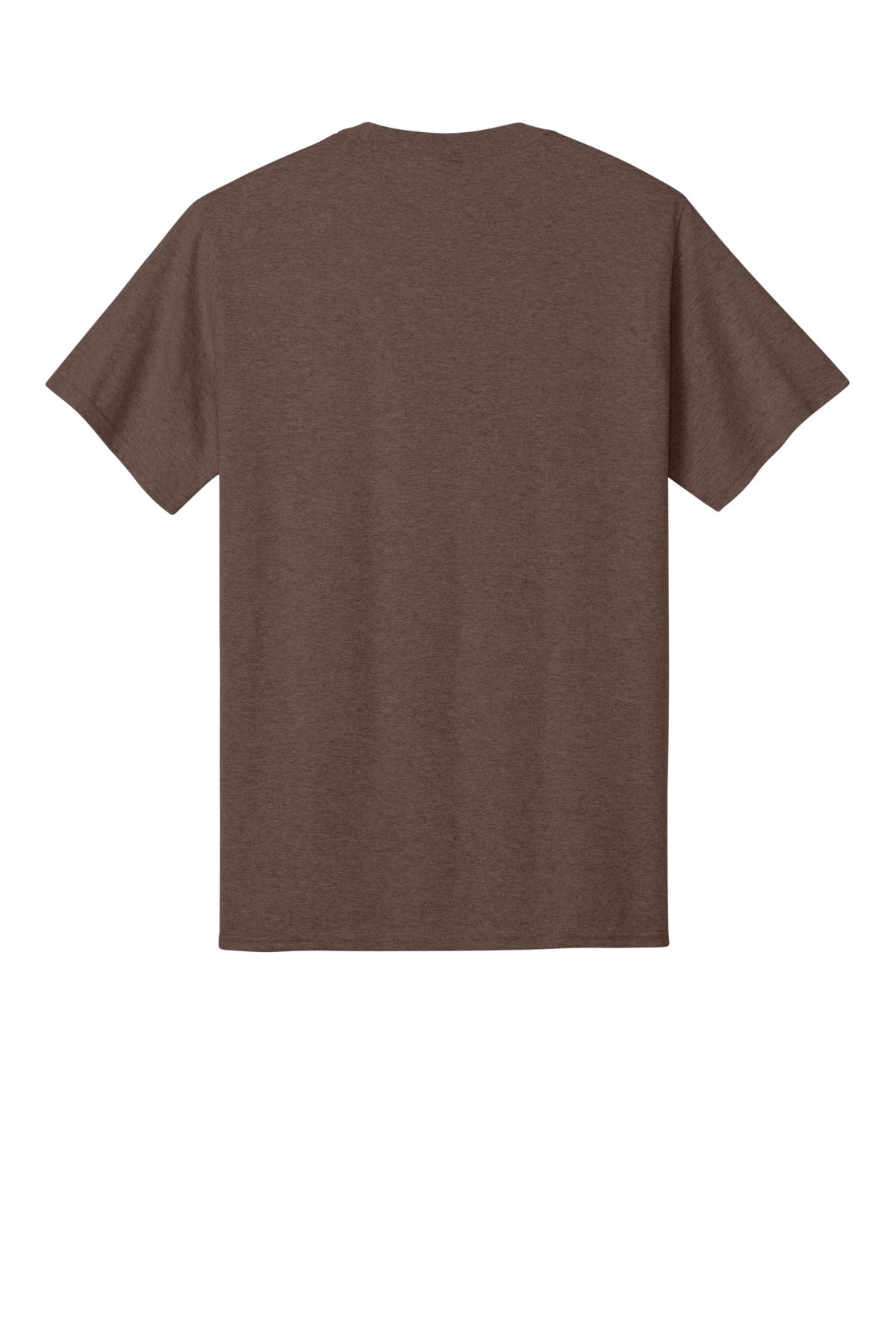 Rear View of HtDkChocBr Port & Co Core Cotton Tee. PC54