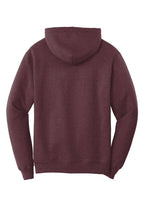 Rear View of Hthr Ath Marn Port & Co Core Fleece Pullover Hooded Sweatshirt. PC78H