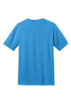 Rear View of Hthr Brt Turqu District Perfect Blend CVC Tee. DM108