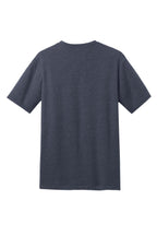 Rear View of Hthr Navy District Perfect Blend CVC Tee. DM108