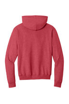 Rear View of Hthr Red Port & Co Core Fleece Pullover Hooded Sweatshirt. PC78H