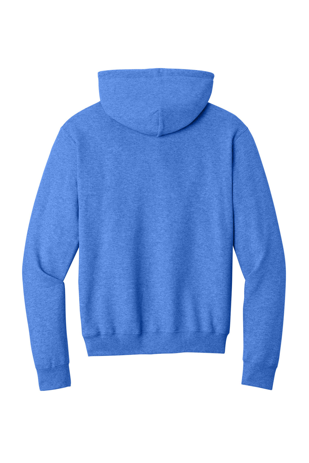 Rear View of Hthr Royal Port & Co Core Fleece Pullover Hooded Sweatshirt. PC78H