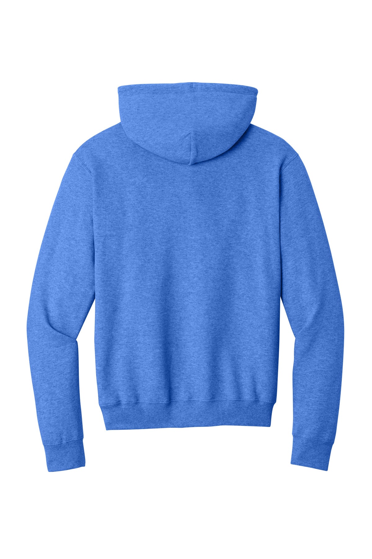 Rear View of Hthr Royal Port & Co Core Fleece Pullover Hooded Sweatshirt. PC78H