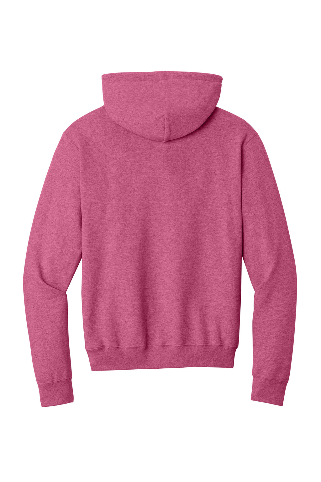 Rear View of Hthr Sangria Port & Co Core Fleece Pullover Hooded Sweatshirt. PC78H