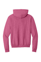 Rear View of Hthr Sangria Port & Co Core Fleece Pullover Hooded Sweatshirt. PC78H