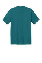 Rear View of Hthrd Teal District Perfect Tri Tee. DM130