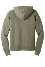 Rear View of HthrOlive BELLA+CANVAS Unisex Sponge Fleece Pullover Hoodie. BC3719