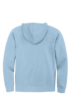 Rear View of Ice Blue District V.I.T. Fleece Full-Zip Hoodie DT6102