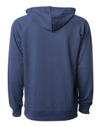 Rear View of Indigo Icon Lightweight Loopback Terry Hooded Sweatshirt - SS1000